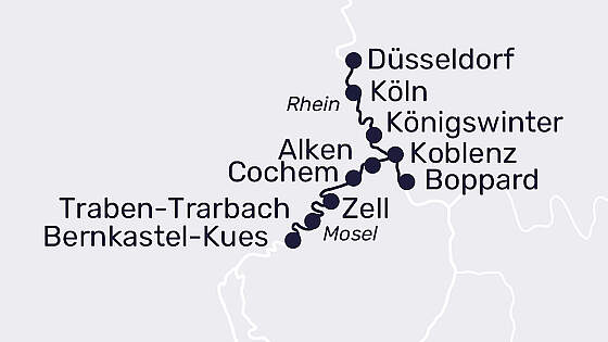 Route MS Elegant Lady: Glanzlichter am Rhein