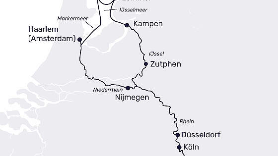 Routenkarte MS Lady Cristina: Frühlingserwachen in Holland