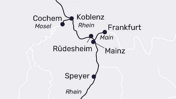 Routenkarte MS Lady Cristina: Weihnachten Mosel & Rhein