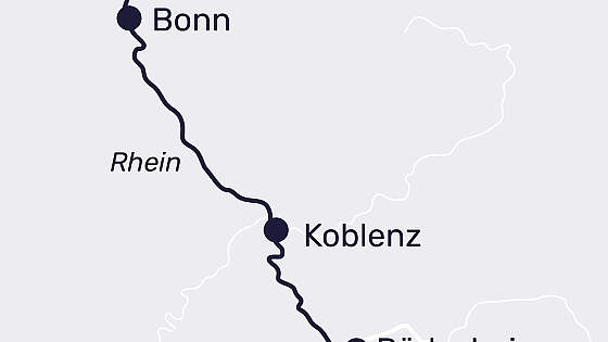 Routenkarte MS Lady Diletta: Rhein Kurztour