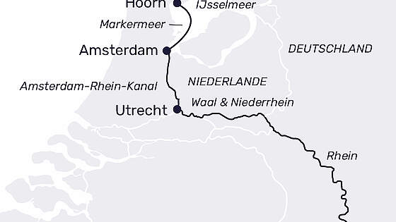 Routenkarte MS Lady Diletta: Tulpenfest in Holland