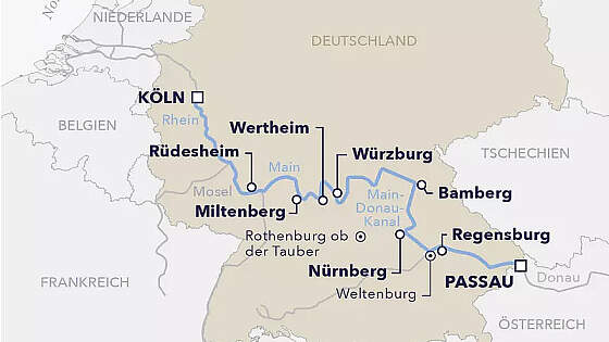 Routenkarte: Fluss Symphonie mit Amadeus