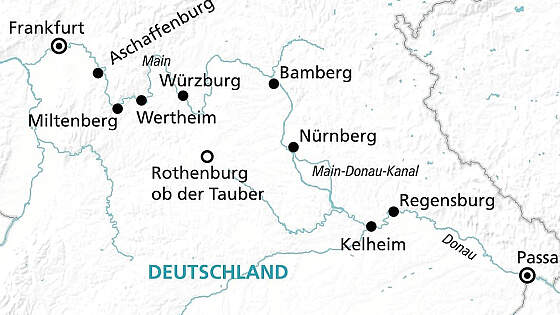 Routenkarte MS Andrea: Main-Donau-Erlebnis