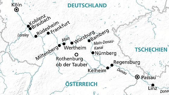 Routenkarte MS Anesha: Main-Donau-Kanal
