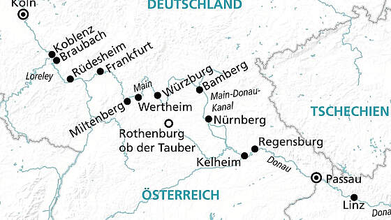 Routenkarte: MS Anna Katharina: Main-Donau-Kanal