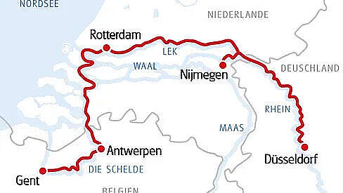 Routenkarte MS SE-Manon: Saisoneröffnung Holland & Belgien