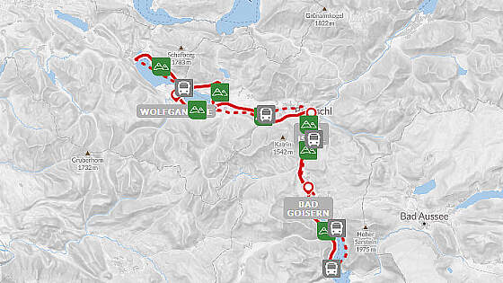 Routenkarte Wanderreise: Genusswandern im Salzkammergut