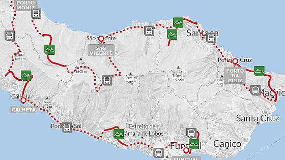 Routenkarte: Rund um Madeira Wanderreise