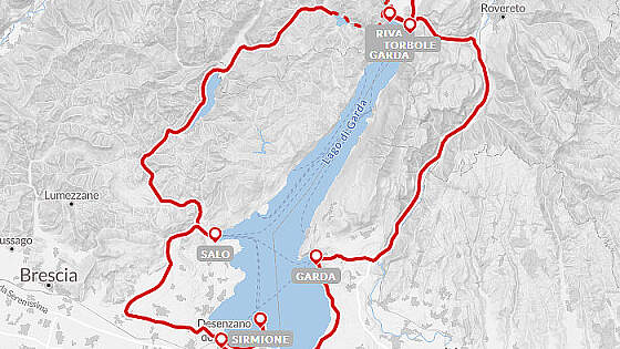 Routenkarte Radreise Italien: Rund um den Gardasee