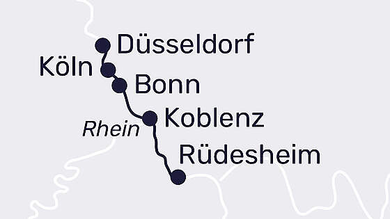 Routenkarte MS Lady Diletta: Rhein kompakt
