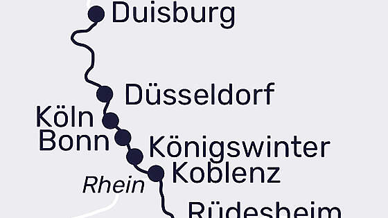 Routenkarte MS Lady Diletta: Koblenz Rhein in Flammen