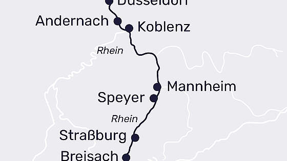Routenkarte MS Lady Diletta: Rheinzauber ins Elsass