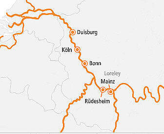 Routenkarte A-ROSA Sena: Rhein im Winter