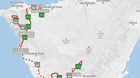Toutenkarte Wanderreise: Wandern auf Teneriffa