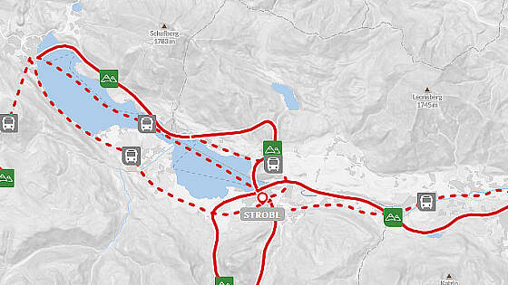Routenkarte Wanderreise: Sternwandern am Wolfgangsee