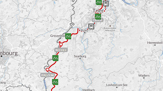 Routenkarte Wanderreise: Mosel- & Eifelsteig