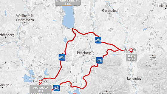 Routenkarte Radreise: Isar-Radweg für Familien
