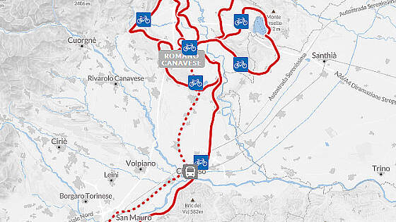 Routenkarte Radreise: Piemont Sternradtour