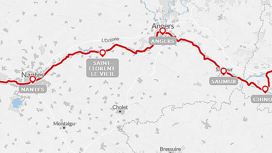 Routenkarte Radreise: Der Loire-Radweg