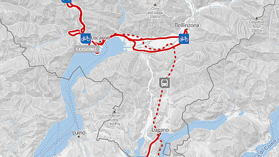 Routenkarte Radreise Sternradtour am Lago Maggiore