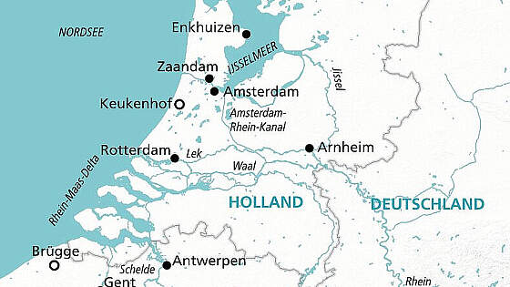 Routenkarte MS Aurelia: Holland & Belgien-Erlebnis