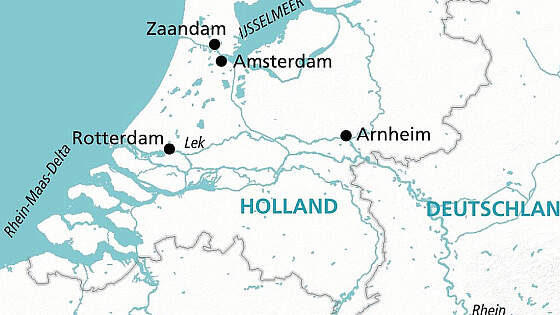 Routenkarte MS Anesha: Adventshopping Holland