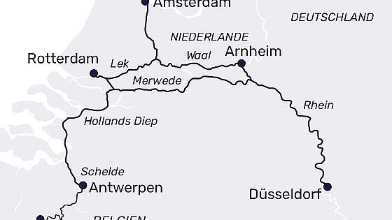 Routenkarte MS Lady Diletta: Juwelen in Holland & Belgien