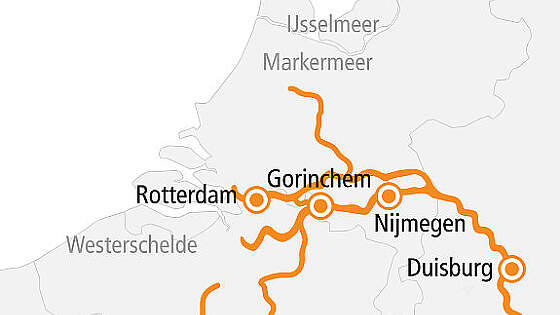 Routenkarte A-ROSA: Rhein & Maas