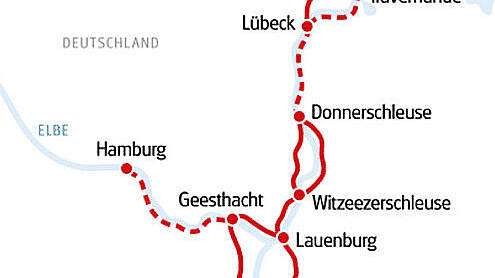 Routenkarte Radkreuzfahrt MS Florentina: Auf der alten Salzstraße