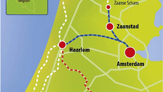 Routenkarte Radkreuzfahrt MS Fluvius: Tulpentour