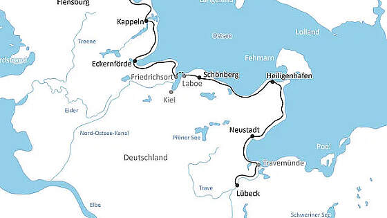 Routenkarte Radreise: Ostseeradweg