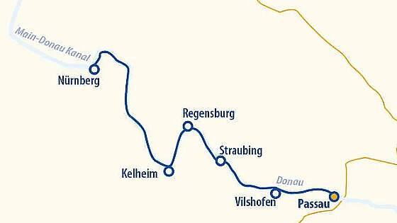 Routenkarte MS VistaDiamond: Flussromantik im Advent
