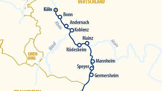 Routenkarte Rhein VistaGracia: Weihnachtsreise