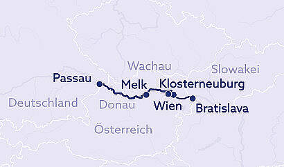 Routenkarte MS Bellejour: Die Perlen der Donau