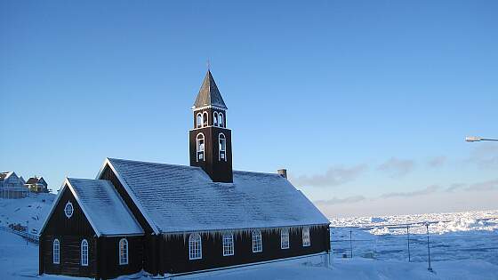 Kirchenbau in Ilulissat auf Grönland