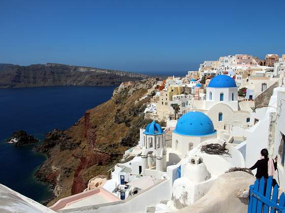 Stadt Thira auf Santorin, Kykladen in Griechenland