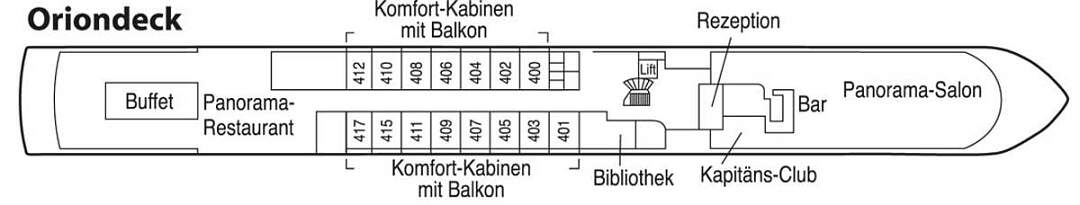 MS Rhein Prinzessin: Deckplan Oriondeck