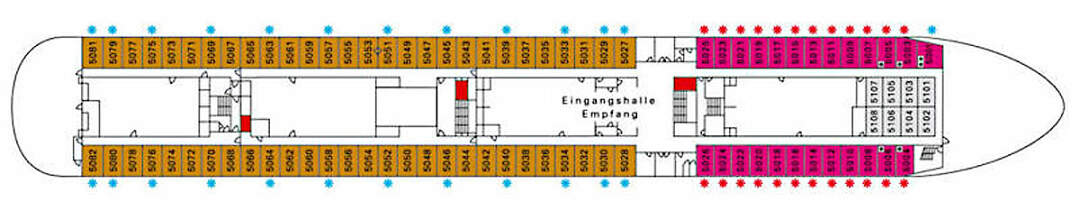 Deckplan MS Deutschland: Kapitäns-Deck, Deck 5