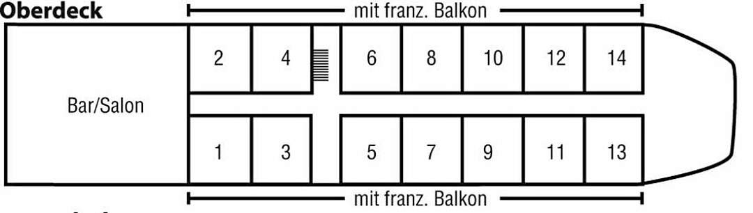 MS Rajmahal: Deckplan Oberdeck