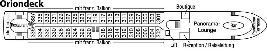 MS Anesha: Deckplan Oriondeck