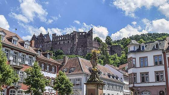 Heidelberg: Blick in die Altstadt - Kornmarkt