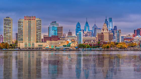 Skyline von Philadelphia in Pennsylvania, USA
