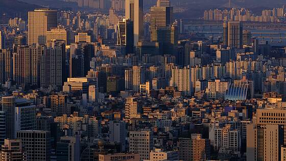 Sonnenuntergang über Seoul, Südkorea