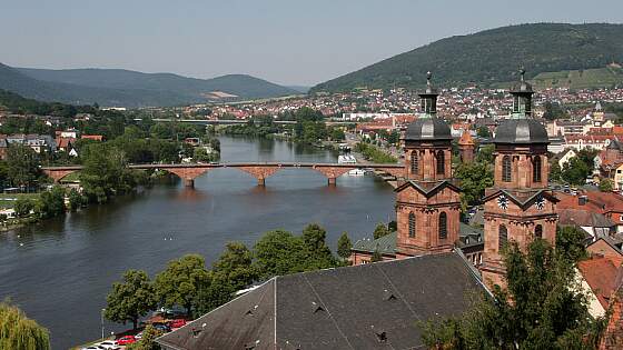 Blick über Miltenberg und die Mainbrücke