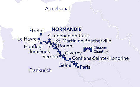 Routenkarte MS Seine Comtesse: Romantische Normandie