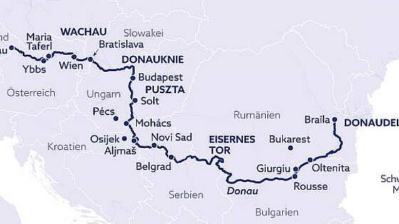 Routenkarte MS Bolero: Donaudelta