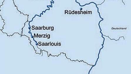Routenkarte MS Leonardo da Vinci: Rhein, Mosel & Saar