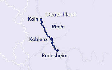 Routenkarte MS Rhein Symphonie: Rhein Adventskreuzfahrt
