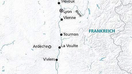 Routenkarte MS Annabelle: Höhepunkte auf Rhone und Saone