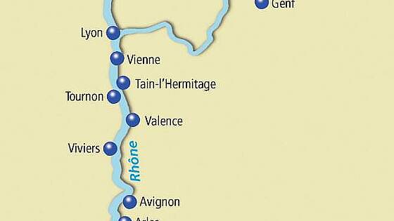 Routenkarte MS Mistral: Kulinarische Rhone